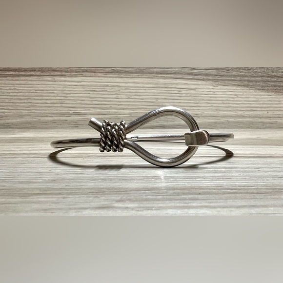 Vintage Sterling Silver Rope Accented Rodeo Bangle Bracelet, 7-7.5", 14.5g - Picture 1 of 7